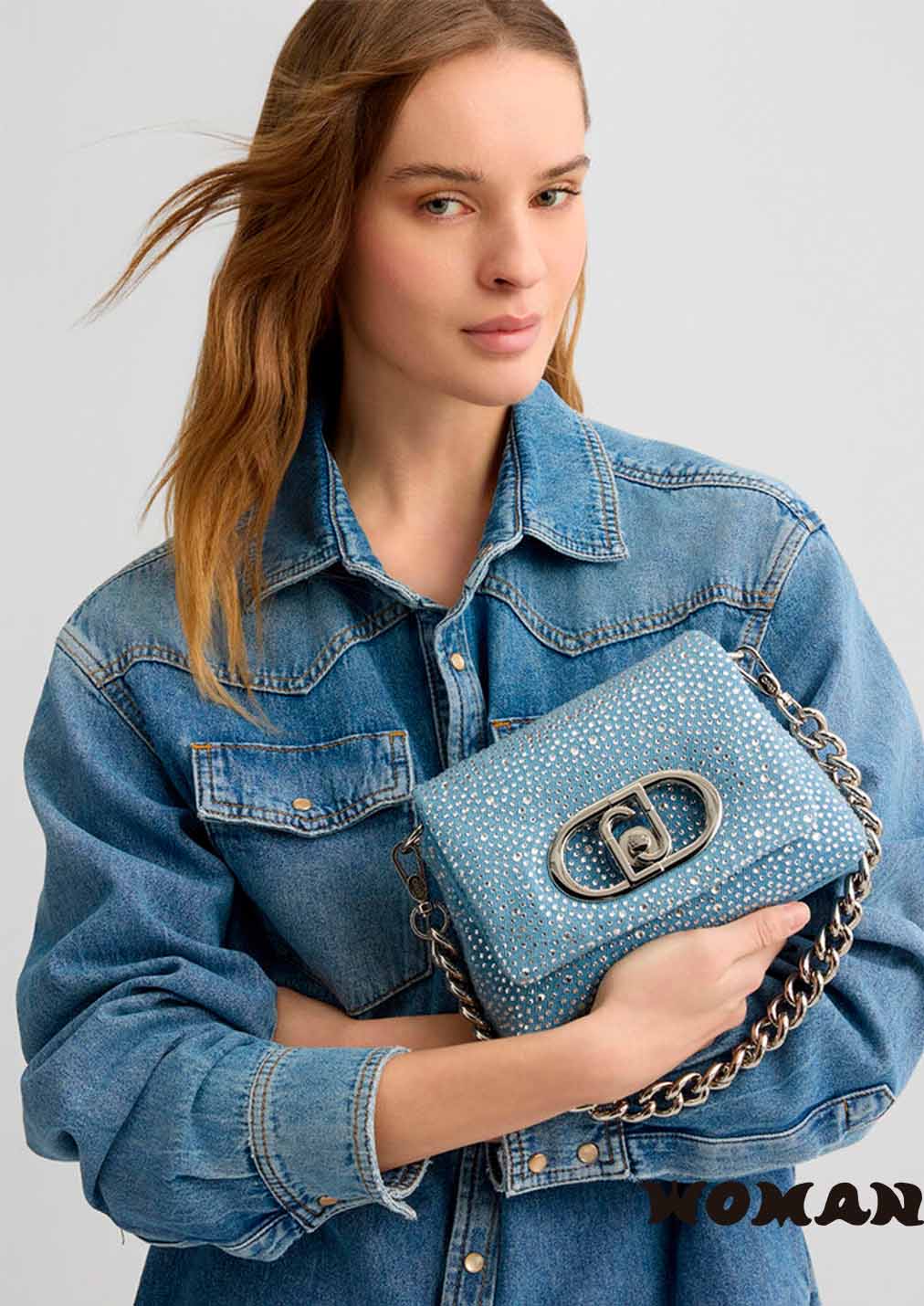 Liujo LaPuffy bag in denim with rhinestones
