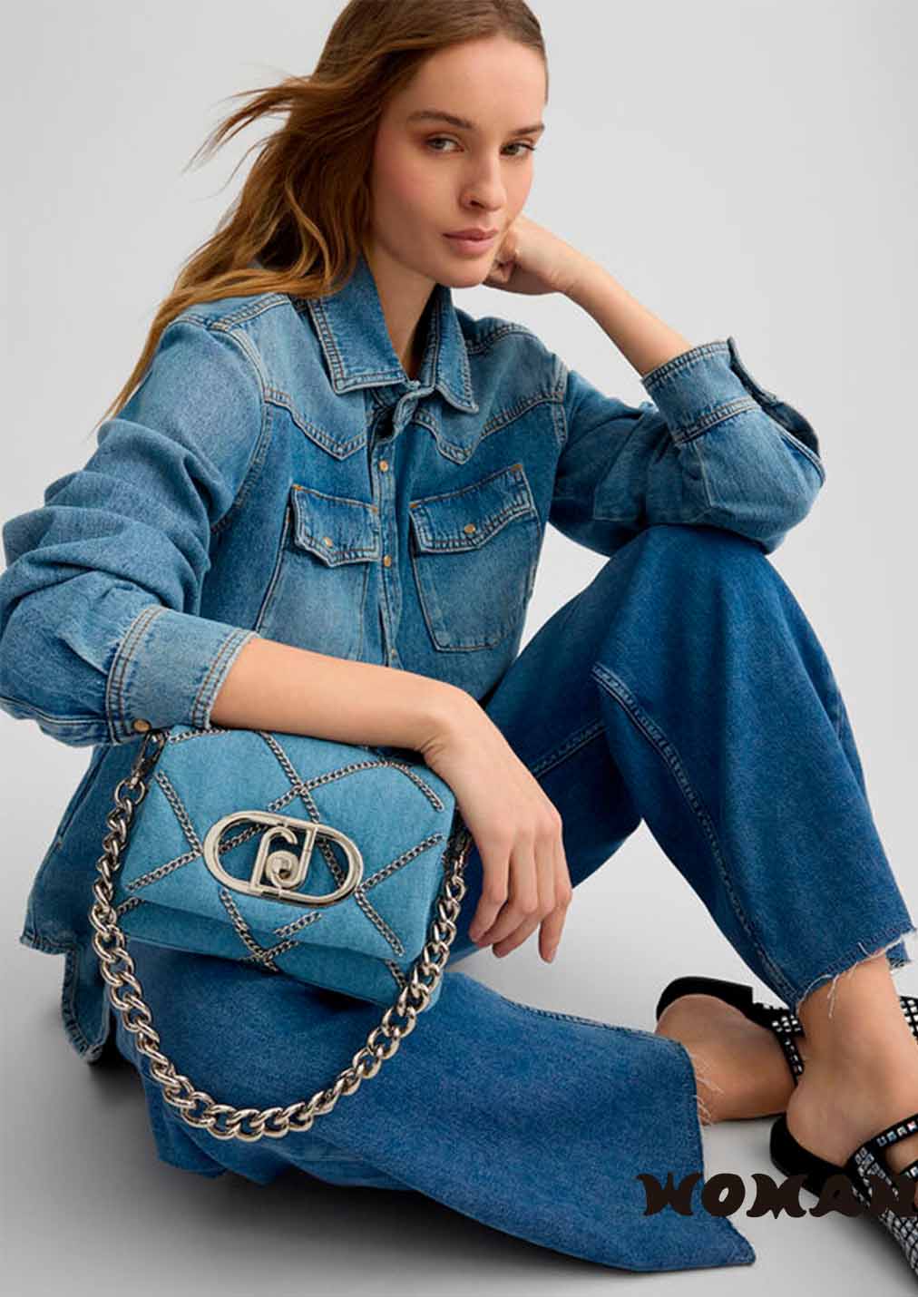 Bolso Liujo LaPuffy en denim con cadenas