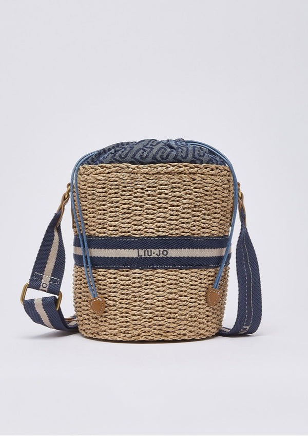 Bolso Liujo bombonera de paja azul