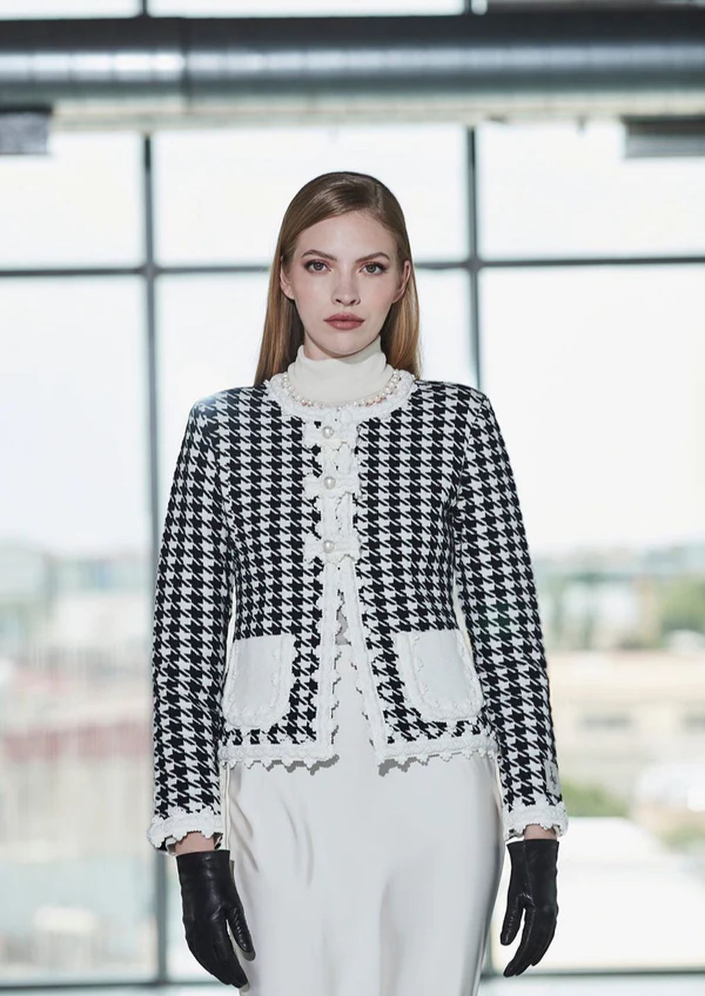 Chaqueta The Extreme Collection Pata de Gallo Marfil