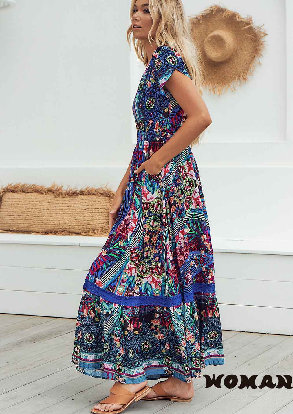 ROCCO PRINT CARMEN MAXI DRESS JAASE