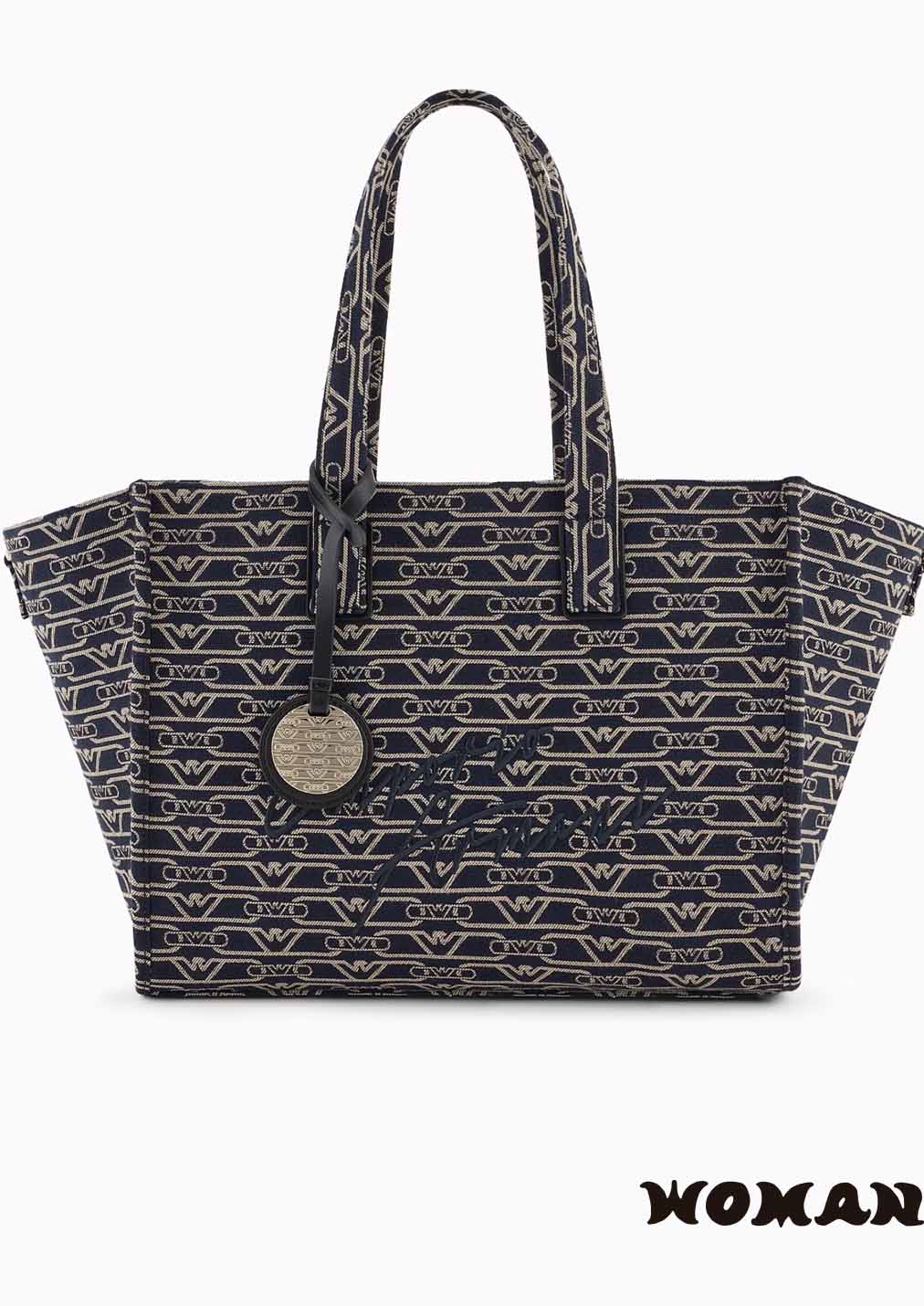 Bolso Emporio Armani en lona de tejido jacquard azul