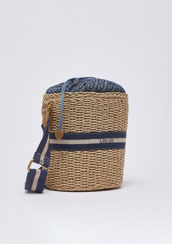 Bolso Liujo bombonera de paja azul