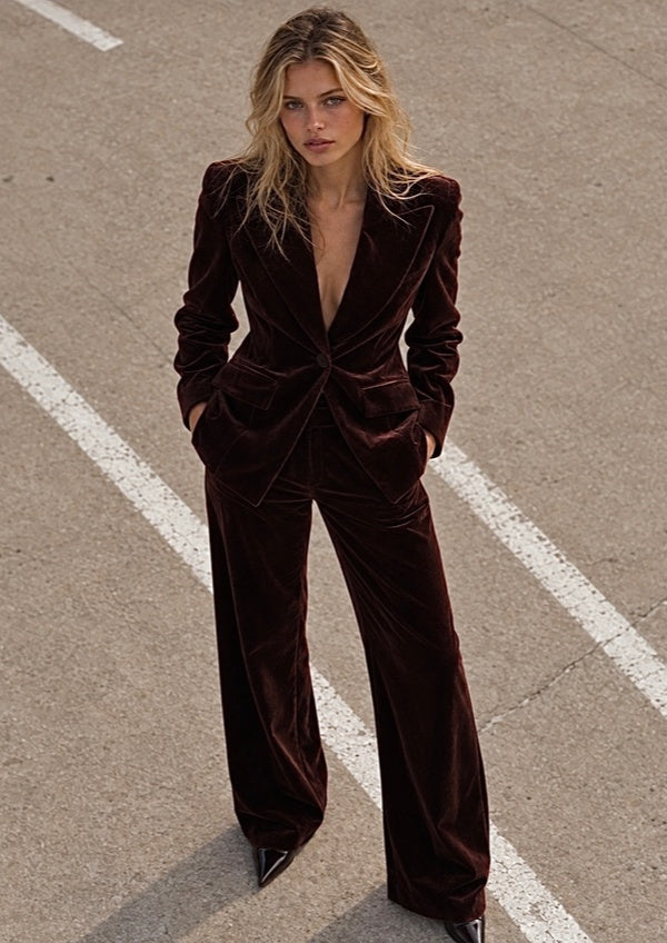 Traje Pantalón FETICHE SUANCES Chocolate Velvet