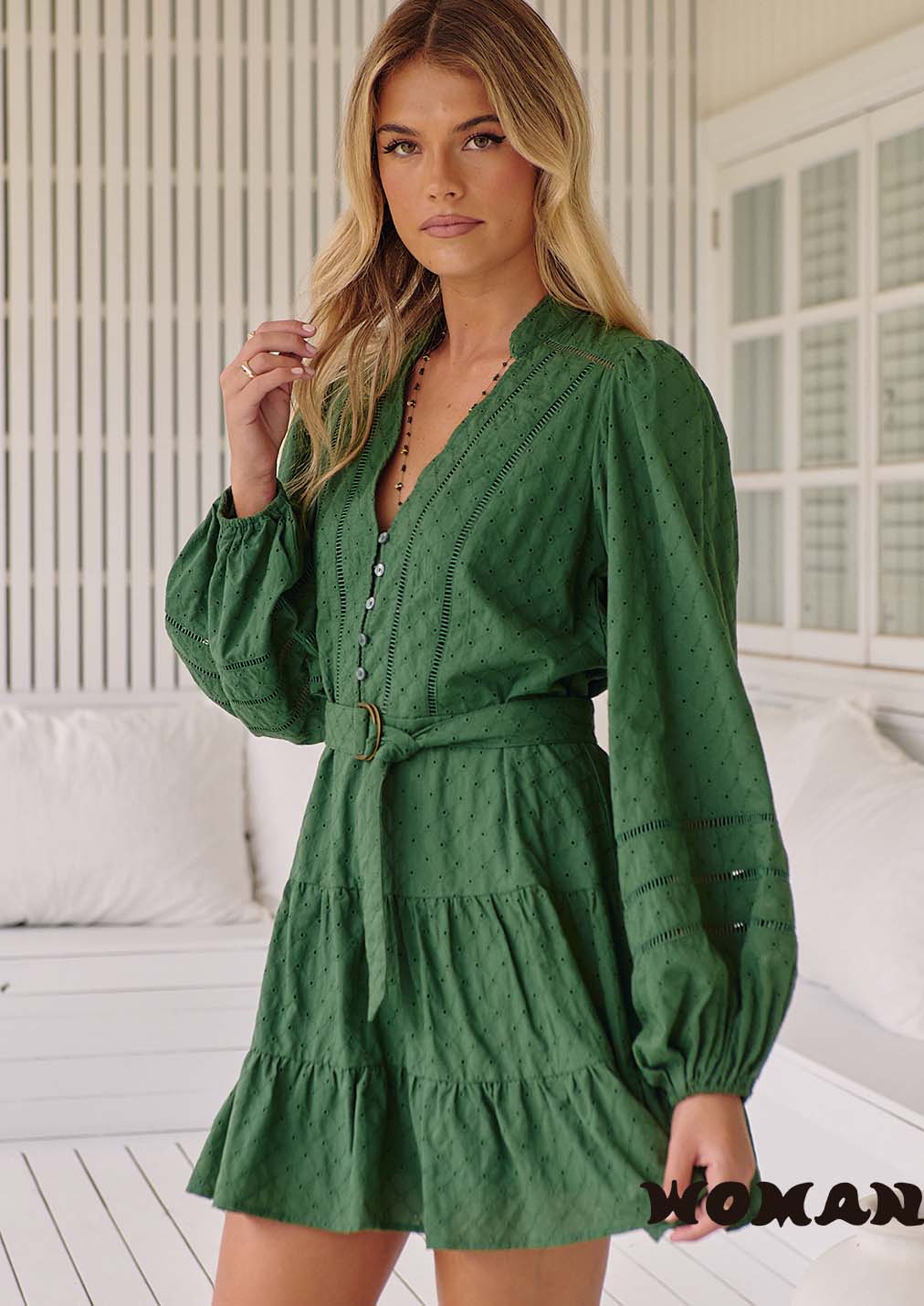 Jaase EMBROIDERED PINE dress